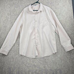 Coofandy Men’s Beige Button-Up Long Sleeve Shirt XXL Polyester Spandex Blend